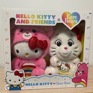 BNIB / 2024 Care Bears Hello Kitty Loves Cheer Bear 10" Collectible Plush 2-Pack